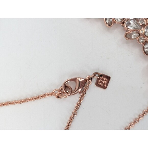 Banana Republic Rose Gold Chain Rhinestone Chunky Statement Glam Necklace - Picture 4 of 5